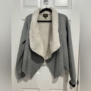 Fuzzy Lined Drape Cardigan‎